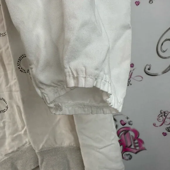 Kar-ma sweater rhinestone details Italy White Hooded Top with Heart Accents - Picture 6 of 13